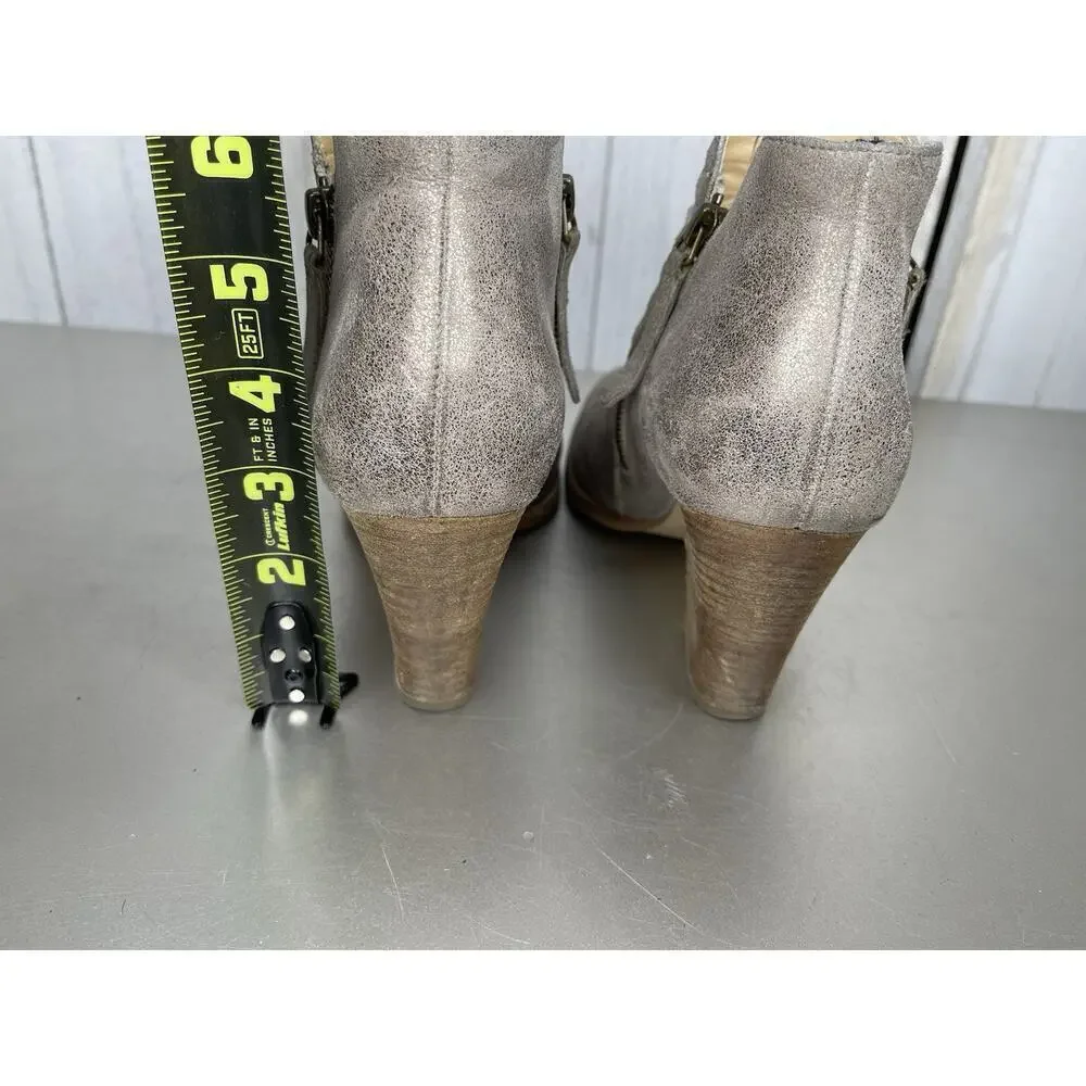 Paul Green Metallic Zip Boots Heels Shoes Moto Size UK 5 Women's US 7.5